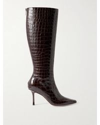 Jimmy Choo - Agathe 85 Leather Croc-Embossed Knee-High Boots - Lyst