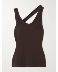 Courreges - Asymmetric Embroidered Ribbed Stretch Cotton-Jersey Tank - Lyst