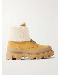 Moncler - Peak Snowcap Shearling-Trimmed Nubuck Ankle Boots - Lyst