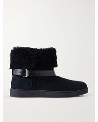 Isabel Marant - Nolyz Buckled Leather And Shearling-Trimmed Suede Ankle Boots - Lyst