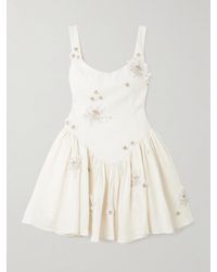 Agua Bendita - Lima Embellished Appliquéd Linen Mini Dress - Lyst