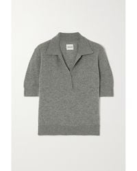 KHAITE - Shrunken Jo Cashmere-Blend Polo Shirt - Lyst