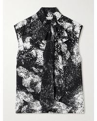 Dries Van Noten - Tie-Neck Printed Crepe Top - Lyst