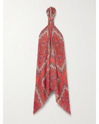 Cara Cara - Twist Asymmetric Embellished Paisley-Print Satin Halterneck Midi Dress - Lyst