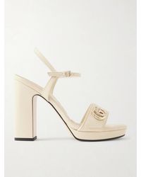 Gucci - Embellished Leather Platform Sandals - Lyst