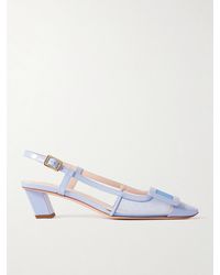 Roger Vivier - Belle Vivier Buckled Patent-Leather And Mesh Slingback Pumps - Lyst