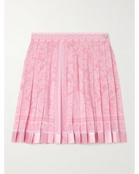 Versace - Pleated Satin-trimmed Floral-print Crepe De Chine Mini Skirt - Lyst