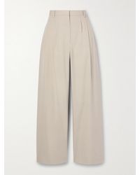 The Row - Bufus Pleated Cotton-Poplin Straight-Leg Pants - Lyst
