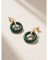 Mateo - Door Knockers 14-Karat, Malachite And Diamond Hoop Earrings - Lyst