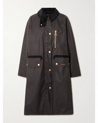 Barbour - Evette Trenchcoat Aus Gewachster Baumwolle Mit Cordbesätzen - Lyst