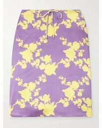 Versace - Floral-Print Silk-Satin Midi Skirt - Lyst