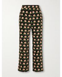 La DoubleJ - 24/7 Cropped Printed Velvet Slim-Leg Pants - Lyst