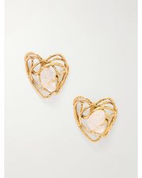 Saint Laurent - Bo Coeur-Tone Quartz Earrings - Lyst