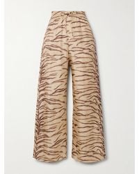 Stella McCartney - Tiger-Print Silk-Twill Wide-Leg Pants - Lyst