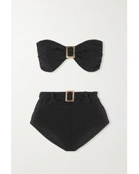 Lisa Marie Fernandez + Net Sustain Bikini Aus Seersucker Mit Gürtel Und Verzierungen - Schwarz