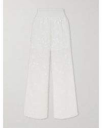 Loretta Caponi - Speranza Embroidered Fil-Coupé Cotton Straight-Leg Pants - Lyst