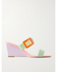 Roger Vivier - Belle Vivier 60 Buckled Patent-Leather Wedge Sandals - Lyst