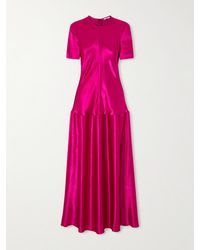 FFORME - Clodia Pleated Textured-Satin Maxi Dress - Lyst