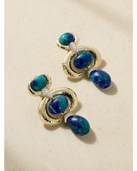 David Webb - Double Crescent 18-Karat And Platinum, Diamond And Azurmalachite Earrings - Lyst