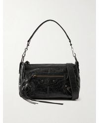 Balenciaga - Le City Moto Mini Crinkled-Leather Shoulder Bag - Lyst
