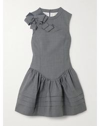 ShuShu/Tong - Bow-Detailed Gathered Twill Mini Dress - Lyst