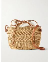 Muuñ - Minette Leather-Trimmed Raffia Shoulder Bag - Lyst
