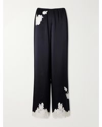 Doen - Lavon Lace-Trimmed Silk-Satin Wide-Leg Pants - Lyst