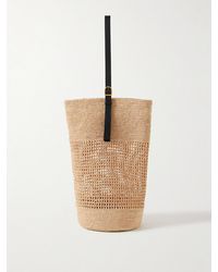 KHAITE - Billie Leather-Trimmed Raffia Bucket Bag - Lyst