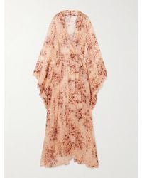 Rosamosario - Midsummer Breeze Belted Floral-Print Silk-Chiffon Robe - Lyst