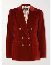 Etro - Double-Breasted Cotton-Blend Velvet Blazer - Lyst