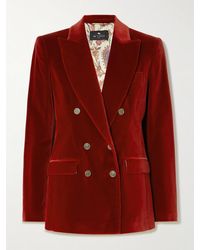Etro - Doppelreihiger Blazer Aus Samt Aus Einer Baumwollmischung - Lyst