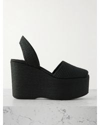 Alaïa - Slingback-Wedges Aus Stroh Mit Plateau - Lyst
