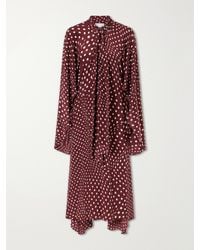 Stella McCartney - Tie-Detailed Draped Polka-Dot Silk Midi Dress - Lyst