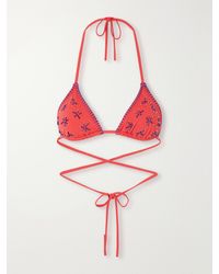 STAUD - Lido Bead-Embellished Triangle Bikini Top - Lyst