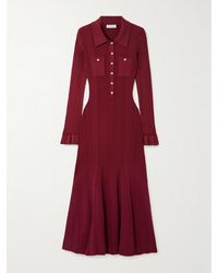 Self-Portrait - Button-Embellished Ribbed-Knit Midi Dress - Lyst