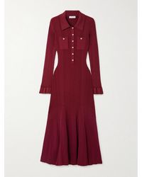 Self-Portrait - Button-Embellished Ribbed-Knit Midi Dress - Lyst