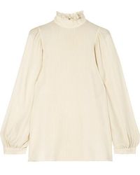 Vanessa Bruno Murphy Ruffled Pintucked Silk-blend Chiffon Blouse - White