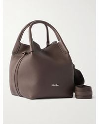 Loro Piana - Bale Small Canvas-Trimmed Textured-Leather Tote - Lyst