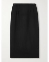 Dolce & Gabbana - Jupe Midi En Laine Mélangée À Finitions En Satin De Soie - Lyst