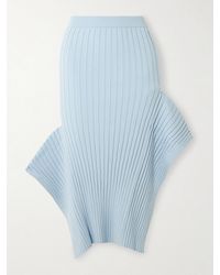 Stella McCartney - Asymmetric Ribbed Organic Cotton Midi Skirt - Lyst