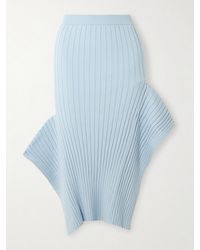 Stella McCartney - Asymmetric Ribbed Organic Cotton Midi Skirt - Lyst