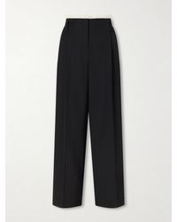 Magda Butrym - Pleated Lace-Trimmed Wool Wide-Leg Pants - Lyst