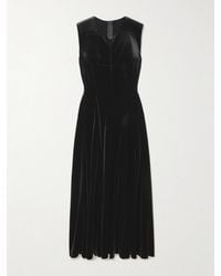 Norma Kamali - Grace Paneled Stretch-Velvet Midi Dress - Lyst
