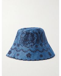 Zimmermann - Embroidered Denim Bucket Hat - Lyst