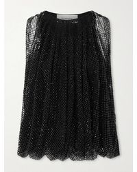 Sportmax - Ruched Crystal-Embellished Mesh Top - Lyst