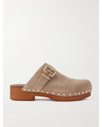 Chloé - Jeannette Embellished Suede Clogs - Lyst