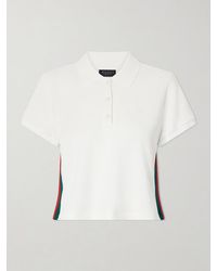 Gucci - Web-Trimmed Ribbed-Jersey Polo Shirt - Lyst