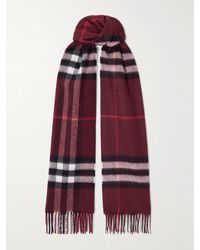 Burberry - Fringed Checked Cashmere Scarf - Lyst