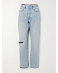 Agolde - Kelly Distressed High-Rise Straight-Leg Jeans - Lyst