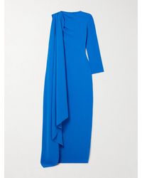 Solace London - Lydia Asymmetric Draped Crepe Gown - Lyst